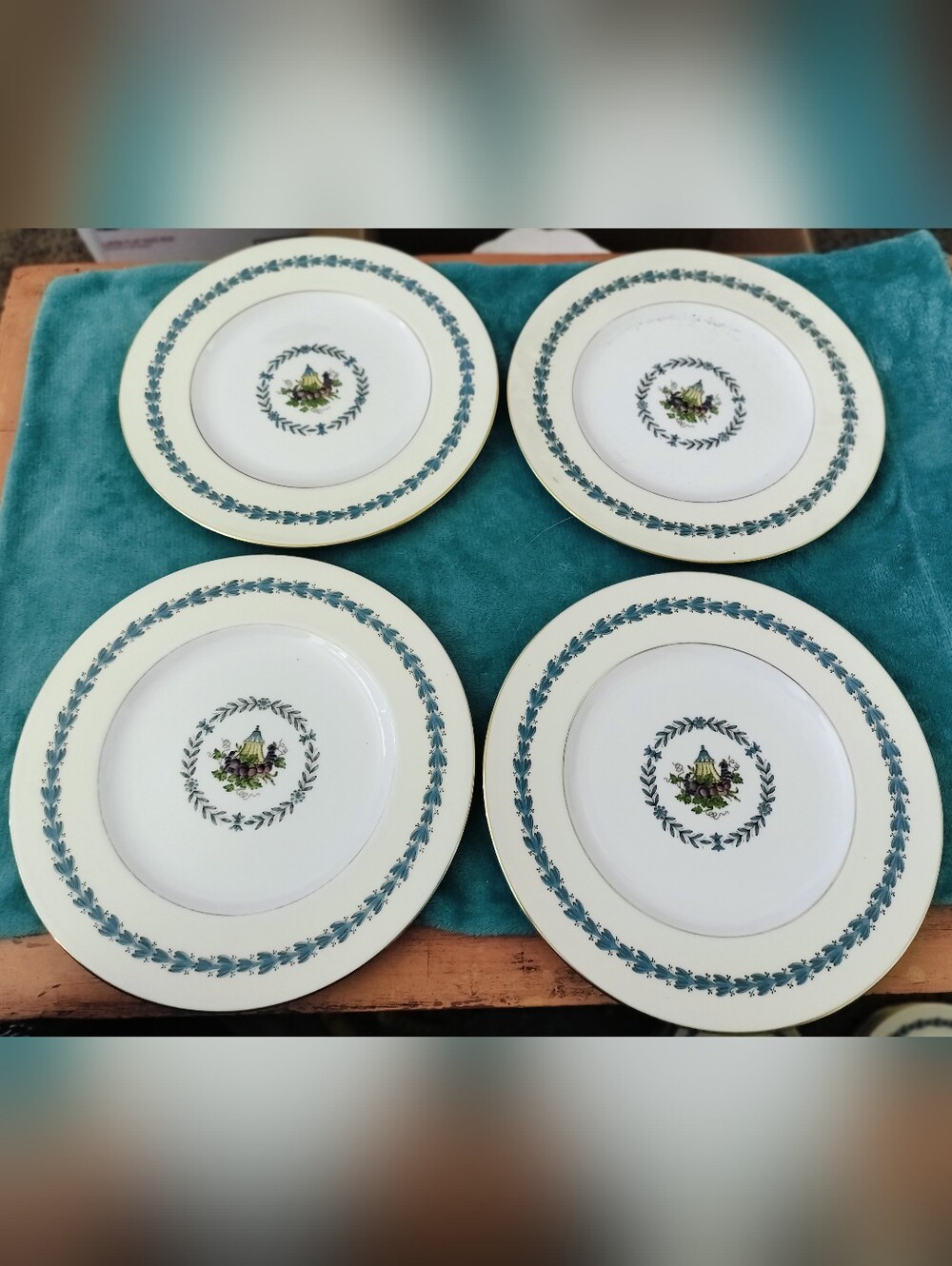 Vintage Wedgwood Bone China Dinner Plates – "Appledore" Pattern (Set of 4) 10.5"